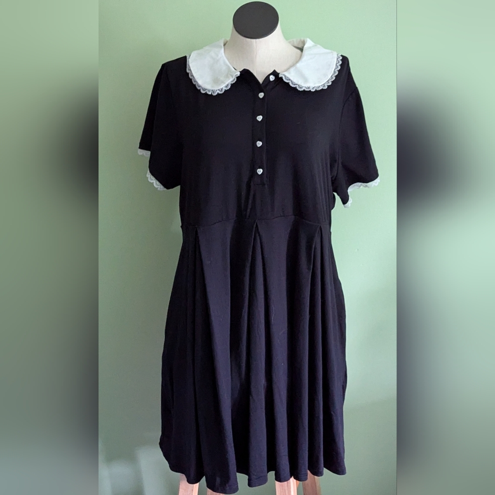 Lace Collar Black Dress